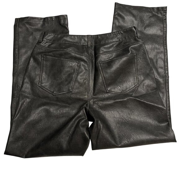 NWT Garage Women's Pantalon Straight Faux Leather Pants size 13 Washed black - Picture 2 of 11
